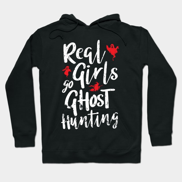 Real Girls Go Ghost Hunting Retro Style Design Hoodie by PugSwagClothing